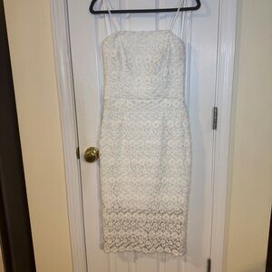 B. Darlin White Lace Floral Midi Dress – Sz 11/12 Strapless Formal/Wedding Guest